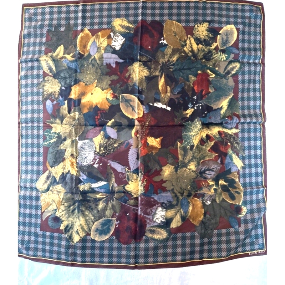 Ellen Tracy Multicolor Leaf Pattern Scarf - image 1